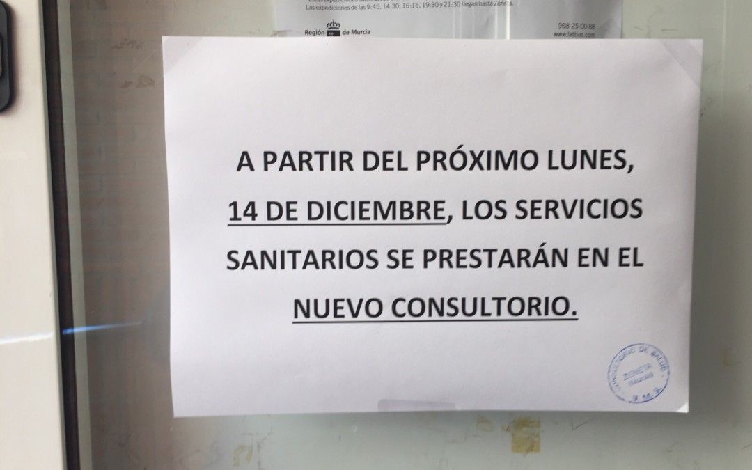 El PSOE denuncia la descoordinación entre la Consejería de Sanidad y el Ayuntamiento de Murcia que mantiene cerrado el nuevo consultorio médico de Zeneta