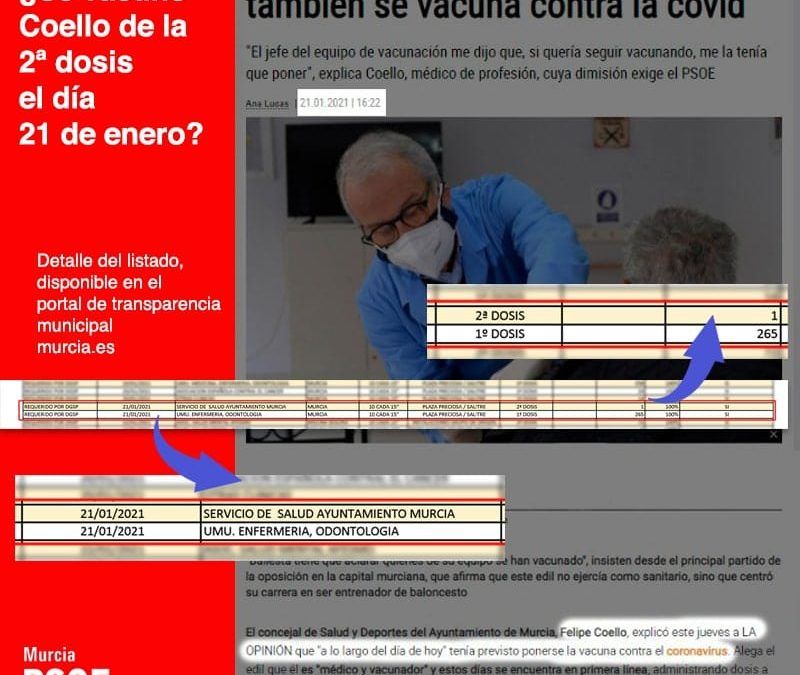 El PSOE denuncia que el empeño del PP por tapar la vacunación de Coello salpica al Portal de la Transparencia
